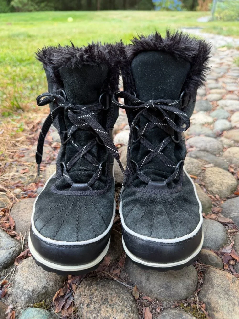 SOREL Tivoli II Black Faux Fur Waterproof Snow Boots Size 7